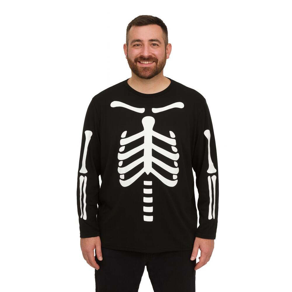 NWOT Target Men’s Black Long Sleeve T-Shirt  Back Skeleton Graphic Print Size XL